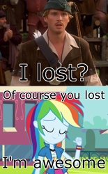 Size: 386x622 | Tagged: safe, screencap, rainbow dash, equestria girls, awesome, caption, cary elwes, image macro, mel brooks, meme, robin hood: men in tights