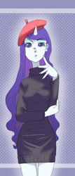 Size: 335x780 | Tagged: safe, artist:zoe-productions, rarity, beatnik rarity, beret, clothes, hat, horned humanization, humanized, nail polish, pony coloring