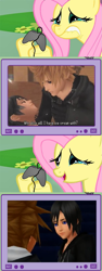 Size: 563x1505 | Tagged: safe, fluttershy, pegasus, pony, controller, exploitable meme, female, fluttercry, gamershy, hoof hold, kingdom hearts, lip bite, mare, meme, pink mane, roxas, sora, teary eyes, teeth, tv meme, xion, yellow coat