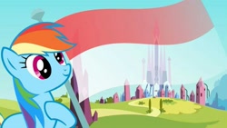 Size: 841x473 | Tagged: safe, derpibooru import, edit, edited screencap, screencap, rainbow dash, pegasus, pony, season 3, the crystal empire, crystal empire, flag, indonesia, solo