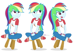 Size: 750x540 | Tagged: safe, artist:dm29, rainbow dash, equestria girls, testing testing 1-2-3, clothes, cute, equestria girls interpretation, pajamas, scene interpretation, simple background, slippers, solo, stool, stooldash, transparent background