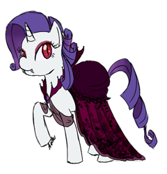 Size: 496x517 | Tagged: safe, artist:aellos, rarity, pony, undead, unicorn, vampire, vampony, clothes, dress