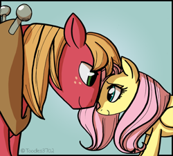 Size: 900x814 | Tagged: safe, artist:toodles3702, big macintosh, fluttershy, earth pony, pegasus, pony, female, fluttermac, male, mare, shipping, stallion, straight