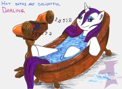 Size: 800x587 | Tagged: safe, artist:jamescorck, rarity, pony, unicorn, bath, music, solo, wet, wet mane, wet mane rarity