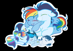 Size: 1024x717 | Tagged: safe, artist:starlightglimmer703, derpibooru import, rainbow dash, soarin', oc, pegasus, pony, female, male, offspring, parent:rainbow dash, parent:soarin', parents:soarindash, scar, shipping, soarindash, straight, watermark