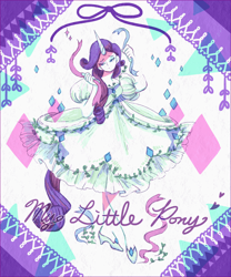 Size: 1000x1200 | Tagged: safe, artist:buong, rarity, human, clothes, dress, horn, horned humanization, humanized, ribbon, solo