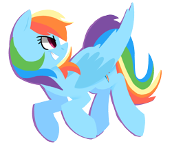 Size: 1974x1732 | Tagged: safe, artist:themodpony, derpibooru import, rainbow dash, pegasus, pony, backwards cutie mark, cutie mark, female, head turn, hooves, lineless, looking back, mare, simple background, smiling, smug, solo, teeth, transparent background, wings