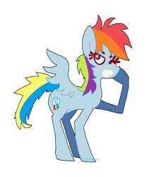 Size: 3912x4168 | Tagged: safe, artist:chibi-love69, rainbow dash, pegasus, pony, blue coat, female, mare, multicolored mane, simple background, solo, white background, wings