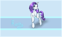 Size: 2000x1188 | Tagged: safe, artist:crisis16, rarity, pony, unicorn, female, mare, raised hoof, solo, text