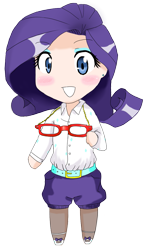 Size: 713x1238 | Tagged: safe, artist:applestems, rarity, chibi, glasses, humanized, rarity's glasses