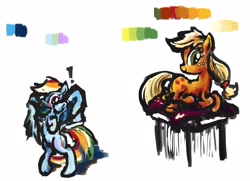 Size: 3103x2250 | Tagged: safe, artist:explonova, derpibooru import, applejack, rainbow dash, earth pony, pegasus, pony, color palette