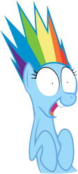 Size: 2184x4869 | Tagged: safe, artist:blmn564, rainbow dash, pegasus, pony, alternate hairstyle, excited, insanity, simple background, solo, surprised, transparent background, vector, wild take