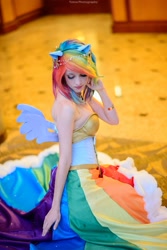 Size: 1367x2048 | Tagged: safe, artist:flying-fox, rainbow dash, human, clothes, cosplay, dress, gala dress, irl, irl human, photo