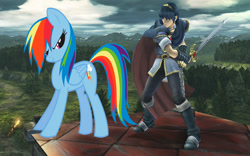 Size: 1888x1180 | Tagged: safe, rainbow dash, pegasus, pony, crossover, fire emblem, marth, team