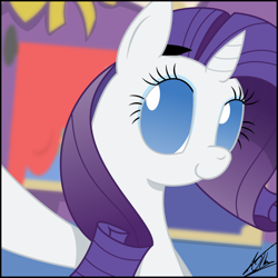 Size: 1080x1080 | Tagged: safe, artist:thedeseasedcow, rarity, pony, unicorn, female, mare, purple mane, selfie, solo, white coat