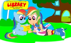 Size: 1163x714 | Tagged: safe, artist:newportmuse, rainbow dash, human, human ponidox, humanized, reading