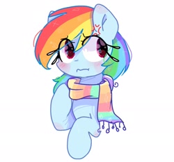 Size: 1919x1790 | Tagged: safe, artist:windymils, derpibooru import, rainbow dash, pegasus, pony, blushing, clothes, cross-popping veins, cute, dashabetes, female, heart eyes, looking away, looking sideways, mare, scarf, simple background, solo, white background, wingding eyes