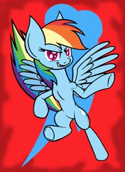 Size: 2913x4000 | Tagged: safe, artist:enzomersimpsons, derpibooru import, rainbow dash, pegasus, pony, bipedal, cutie mark background, flying, solo