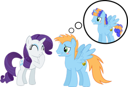 Size: 900x616 | Tagged: safe, artist:daydreamsyndrom, rarity, oc, oc:harmony star, alicorn, pony, unicorn, alicorn oc, alternate hairstyle, blush sticker, blushing, canon x oc, female, laughing, male, mare, raised hoof, shipping, stallion, straight