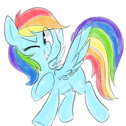 Size: 1000x1000 | Tagged: dead source, safe, artist:pegacornss, rainbow dash, pegasus, pony, cute, dashabetes, one eye closed, simple background, smiling, solo, white background, wink