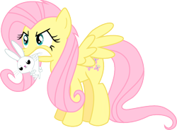 Size: 744x548 | Tagged: safe, artist:nedemai, angel bunny, fluttershy, pegasus, pony, angry, female, mare