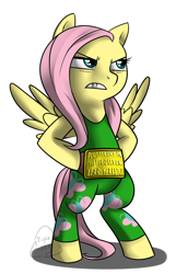 Size: 850x1320 | Tagged: safe, artist:cat-cly, fluttershy, pegasus, pony, badass, clothes, female, flutterbadass, mare, scowl, wrestling