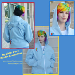 Size: 800x800 | Tagged: safe, artist:monostache, rainbow dash, human, clothes, hoodie, irl, irl human, photo