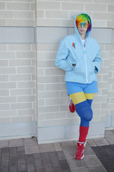 Size: 596x900 | Tagged: safe, artist:monostache, rainbow dash, human, cosplay, irl, irl human, photo