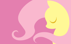 Size: 2400x1500 | Tagged: safe, artist:megasweet, part of a set, fluttershy, pegasus, pony, bust, eyes closed, female, lineless, mare, minimalist, pink background, portrait, profile, simple background, solo, wallpaper