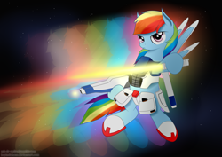 Size: 1754x1240 | Tagged: safe, artist:boyindahaus, rainbow dash, pegasus, pony, crossover, gundam, gundam f91, space