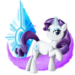 Size: 1000x1000 | Tagged: safe, artist:platinumpegasister, rarity, pony, unicorn, female, glowing horn, horn, mare, raised hoof, solo
