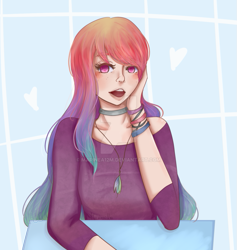 Size: 871x917 | Tagged: safe, artist:marinea12m, derpibooru import, rainbow dash, human, humanized, solo, watermark