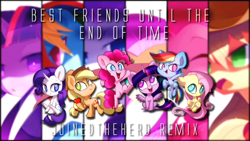 Size: 1136x640 | Tagged: safe, derpibooru import, applejack, fluttershy, pinkie pie, rainbow dash, rarity, twilight sparkle, twilight sparkle (alicorn), alicorn, earth pony, pegasus, pony, unicorn, best friends until the end of time, mane six, remix, youtube link