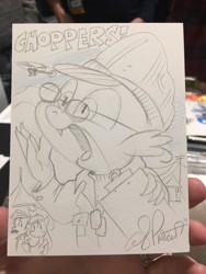 Size: 768x1024 | Tagged: safe, artist:andypriceart, derpibooru import, applejack, rainbow dash, spike, dragon, earth pony, pegasus, pony, helicopter, m*a*s*h, monochrome, parody, traditional art, walter "radar" o'reilly