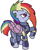 Size: 382x480 | Tagged: safe, artist:php63, derpibooru import, rainbow dash, pegasus, pony, alternate timeline, amputee, angry, apocalypse dash, artificial wings, augmented, crystal war timeline, looking up, one hoof raised, prosthetic limb, prosthetic wing, prosthetics, simple background, solo, torn ear, white background, wings