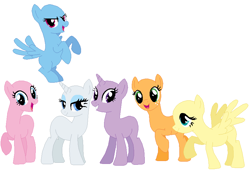 Size: 867x588 | Tagged: safe, artist:selenaede, derpibooru import, applejack, fluttershy, pinkie pie, rainbow dash, rarity, twilight sparkle, earth pony, pegasus, pony, unicorn, mane six, simple background, white background