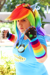 Size: 400x600 | Tagged: safe, artist:starscribbles, rainbow dash, human, cosplay, irl, irl human, photo