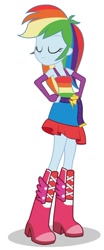 Size: 564x1353 | Tagged: safe, derpibooru import, rainbow dash, equestria girls, equestria girls (movie), boots, eyes closed, fall formal outfits, hand on hip, high heel boots