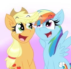 Size: 3650x3550 | Tagged: safe, artist:luckynight48, derpibooru import, applejack, rainbow dash, earth pony, pegasus, pony, cute