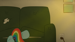 Size: 1920x1080 | Tagged: safe, artist:jsburgh, artist:varmintfarm, derpibooru import, rainbow dash, pegasus, pony, sofa, solo