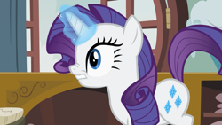 Size: 1280x720 | Tagged: safe, screencap, rarity, pony, unicorn, faic, female, lip bite, magic, mare, out of context, scrunchy face