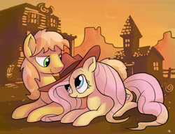 Size: 5250x4025 | Tagged: safe, artist:docwario, braeburn, fluttershy, pegasus, pony, absurd resolution, appleloosa, braeshy, female, male, shipping, straight