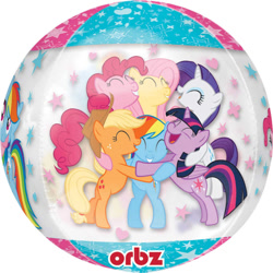 Size: 600x600 | Tagged: safe, derpibooru import, applejack, fluttershy, pinkie pie, rainbow dash, rarity, twilight sparkle, twilight sparkle (alicorn), alicorn, earth pony, pegasus, pony, unicorn, balloon, cute, group hug, hug, mane six, merchandise, orbz, party