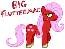 Size: 583x438 | Tagged: safe, artist:paper-pony, big macintosh, fluttershy, earth pony, pony, fusion, lidded eyes, raised hoof, simple background, solo, visual pun, what has science done, white background