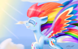 Size: 941x588 | Tagged: safe, artist:mcmeg29, derpibooru import, rainbow dash, pegasus, pony, colored wings, female, flying, multicolored wings, solo, tattoo