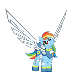 Size: 982x1006 | Tagged: safe, artist:raidho36, rainbow dash, cyborg, pegasus, pony, artificial wings, augmented, mechanical wing, solo, wings