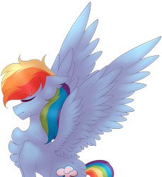 Size: 1857x2030 | Tagged: safe, artist:melodysweetheart, derpibooru import, rainbow dash, pegasus, pony, backwards cutie mark, chest fluff, eyes closed, floppy ears, simple background, sitting, solo, spread wings, transparent background