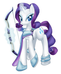 Size: 2466x3000 | Tagged: safe, artist:zedrin, rarity, pony, unicorn, armor, bow (weapon), high res, solo