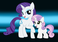 Size: 900x643 | Tagged: safe, artist:maplesunrise, rarity, sweetie belle, pony, unicorn, cutie mark, duo, duo female, female, filly, mare, open mouth, sisters
