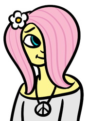 Size: 325x448 | Tagged: safe, artist:effsie, fluttershy, clothes, female, humanized, pink hair, yellow skin